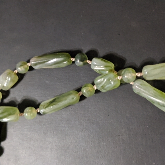 Light Green Long Plastic Beaded Statement Necklace - Picture 2 of 2